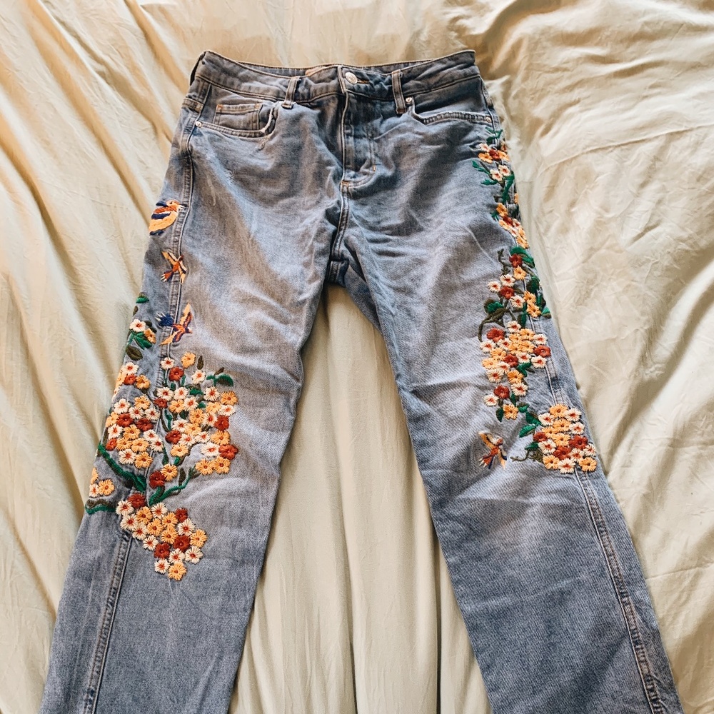 Free People Embroidered Jeans
